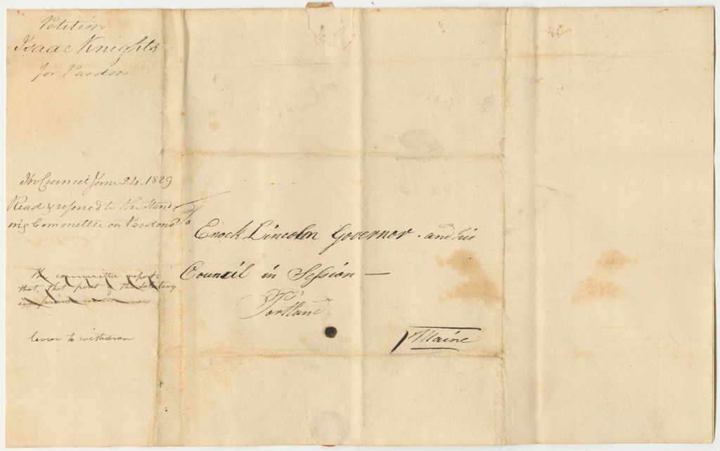 Miniature of Petition of Isaac Knights for a Pardon
