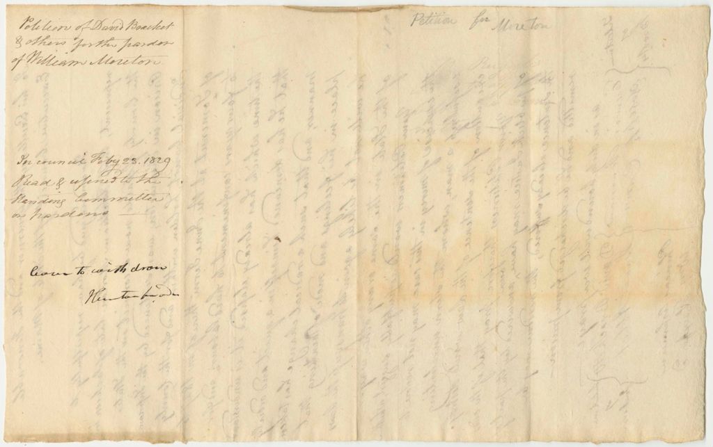Miniature of Petition of David Bracket and Others for the Pardon of William Morton