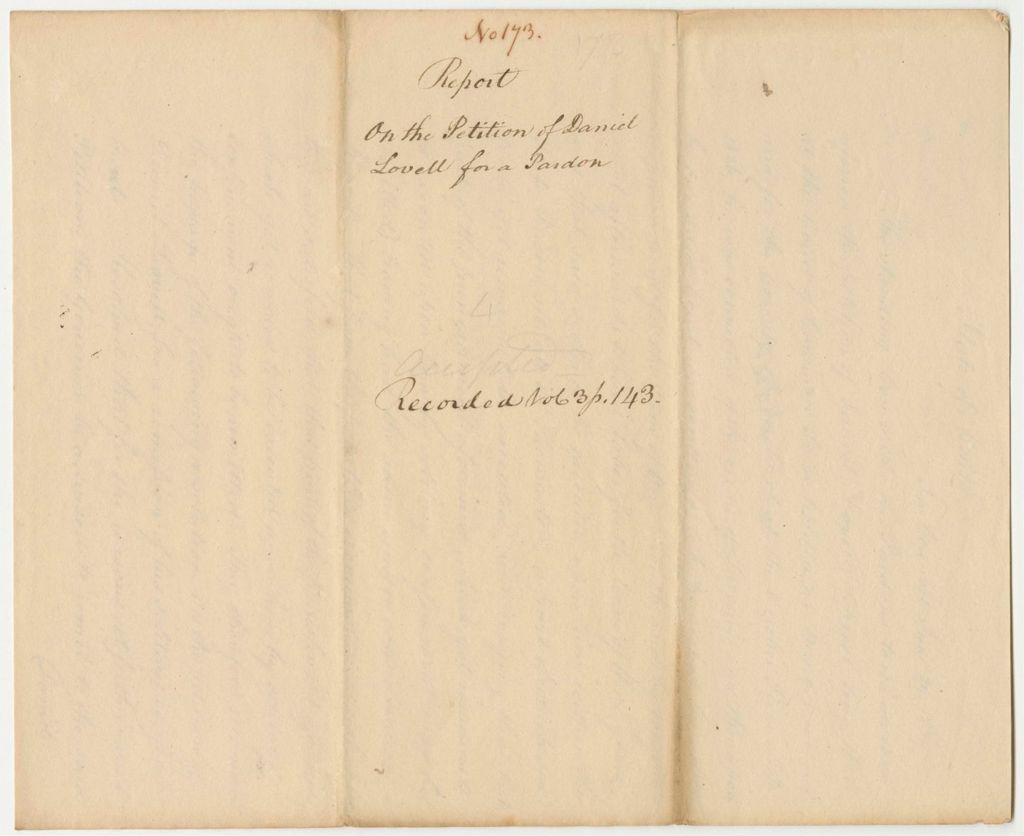 Miniature of Report 173: Report on the Petition of Daniel Lovell for a Pardon