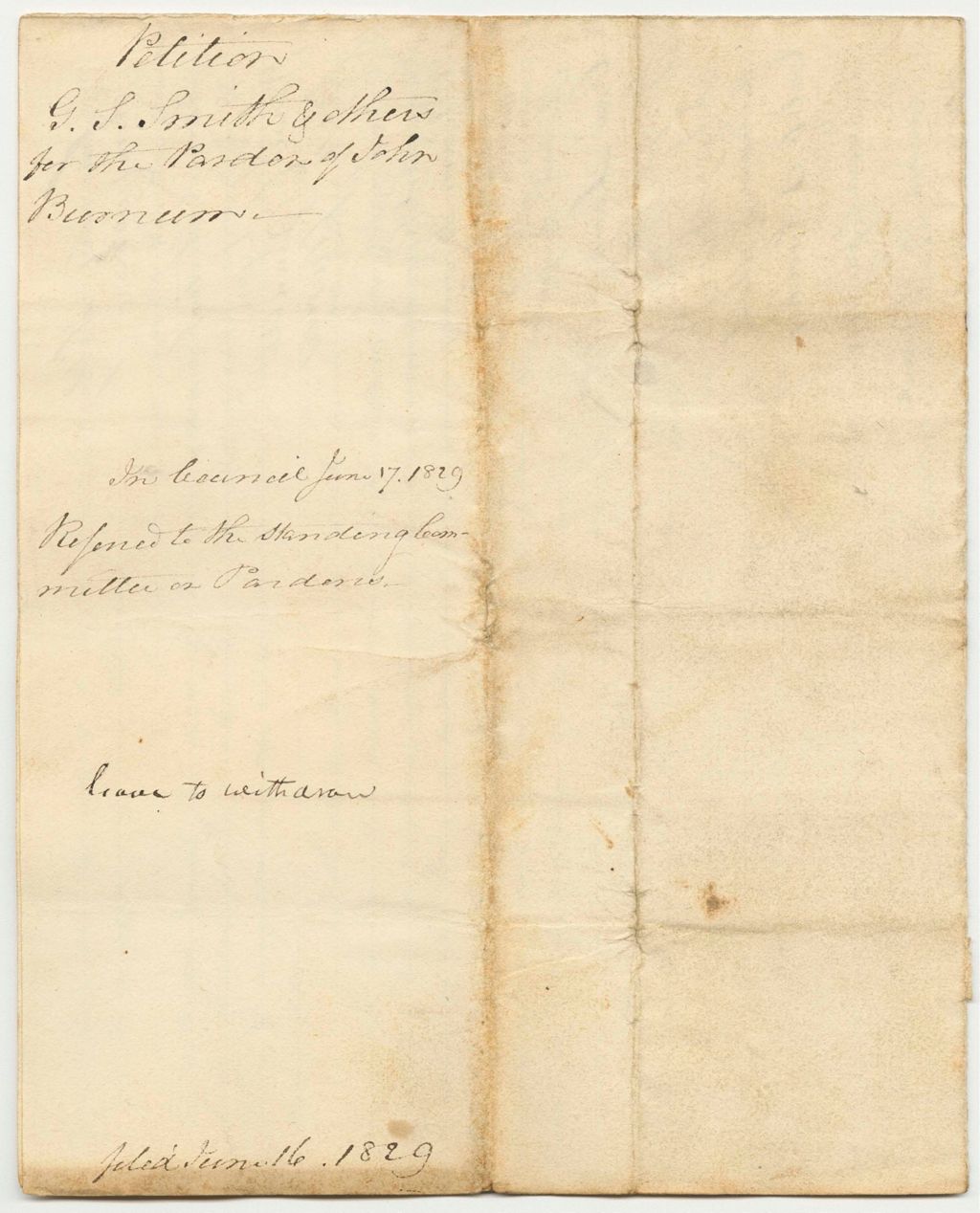 Miniature of Petition of G.S. Smith and Others for the Pardon of John Burnam