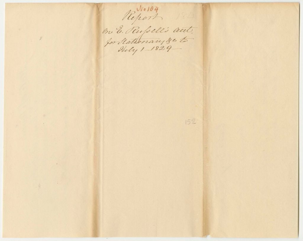 Miniature of Report 184: Report on the Account of Edward Russell, Esq., Secretary of State, for Stationary, Etc., to July 1st 1829