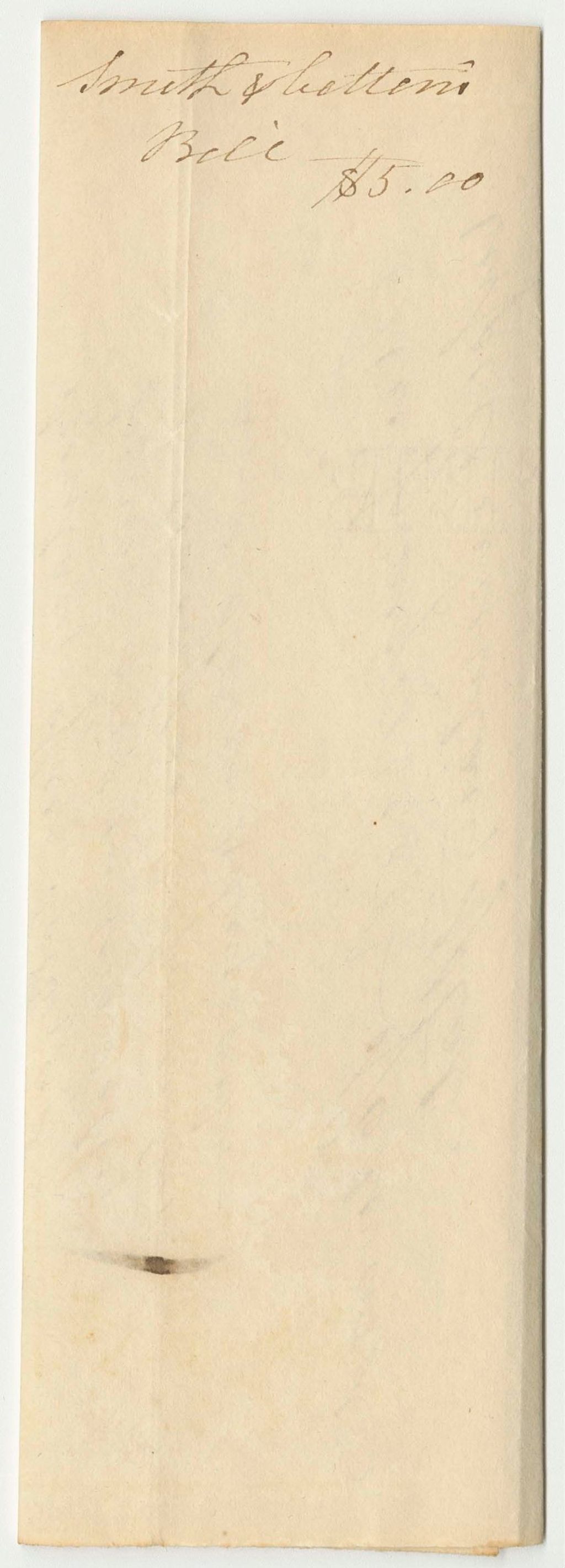 Miniature of Mehitable Smith & Lydia Cotter Receipt for Cleaning the Council Chamber
