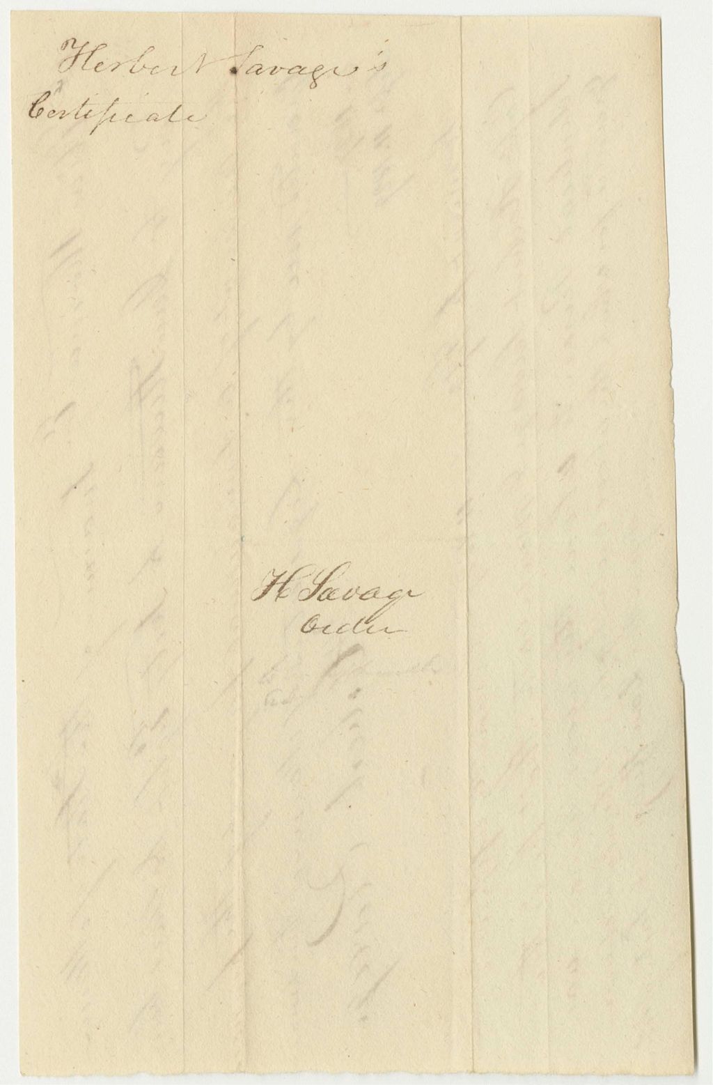 Miniature of Herbert Savage's Certificate for a Pension