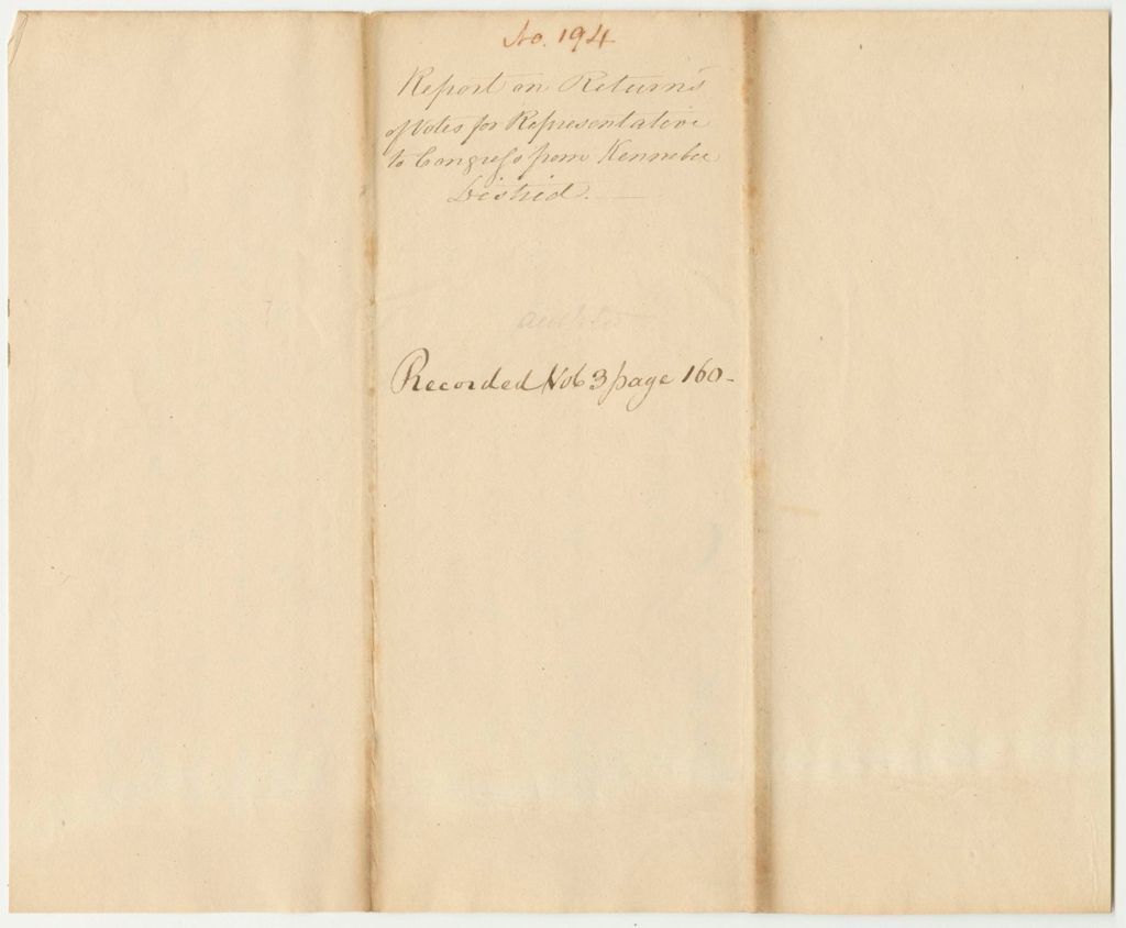Miniature of Report 194: Report on the Return of Votes for Representative to Congress from Kennebec District