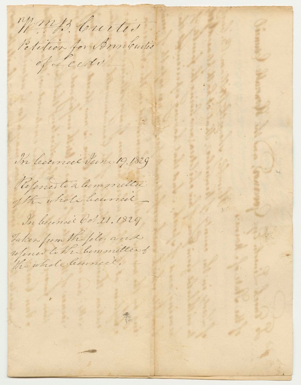 Miniature of Petition of William B. Curtis for Assistance to Send His Daughter, Ann Curtis of Leeds, to the Asylum for the Deaf and Dumb