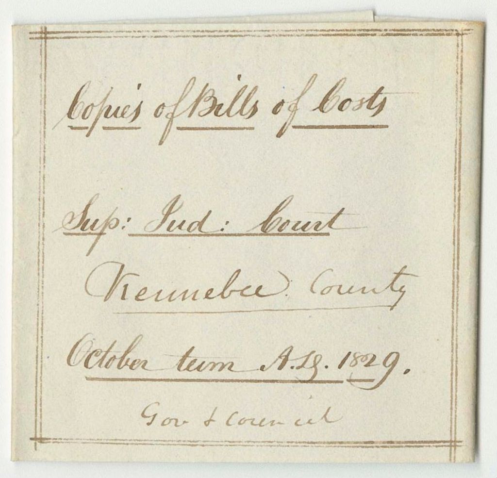 Miniature of Copies of Gaolers Bills of Costs in Criminal Prosecutions, Kennebec Supreme Judicial Court, October Term 1829