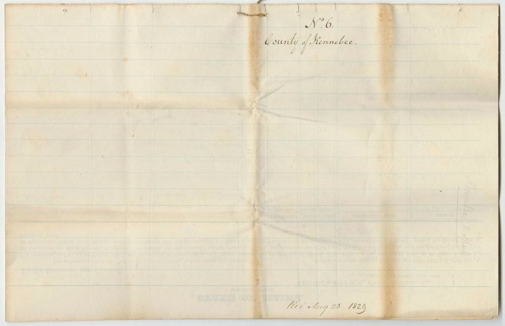 Miniature of Schedule No. 6 of All Fines, Forfeitures, and Bills of Costs of the Judicial Courts of Kennebec, Between the Fifteenth Day of March 1820 and the First Day of July 1828