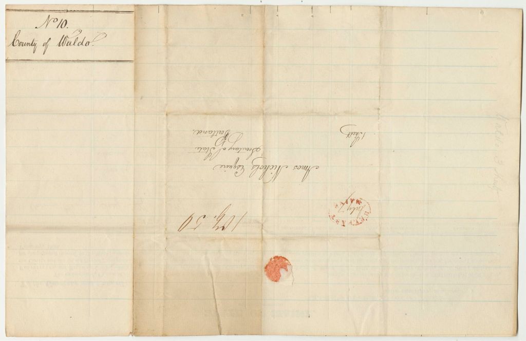 Miniature of Schedule No. 10 of All Fines, Forfeitures, and Bills of Costs of the Judicial Courts of Waldo, Between the Fifteenth Day of March 1820 and the First Day of July 1828