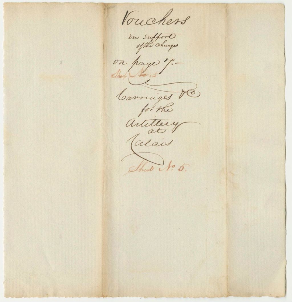 Miniature of Vouchers for Sheet No. 5 of the Account of Samuel Cony, Esq., Acting Quartermaster General