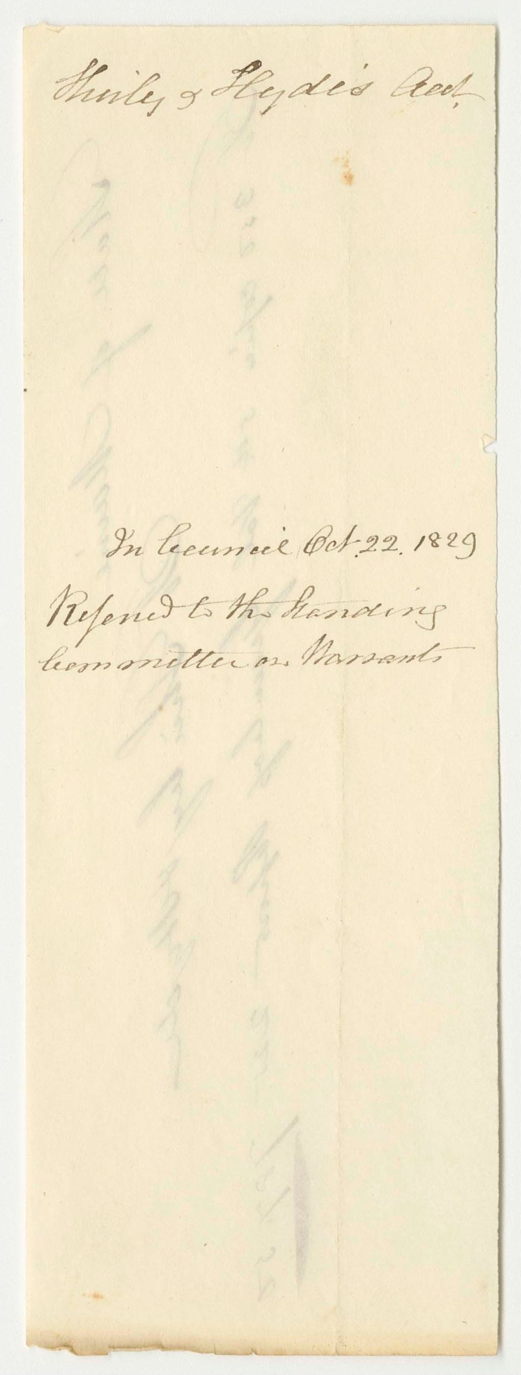Miniature of Account of Messrs. Shirley and Hyde for 350 Copies of Greenleaf's Report