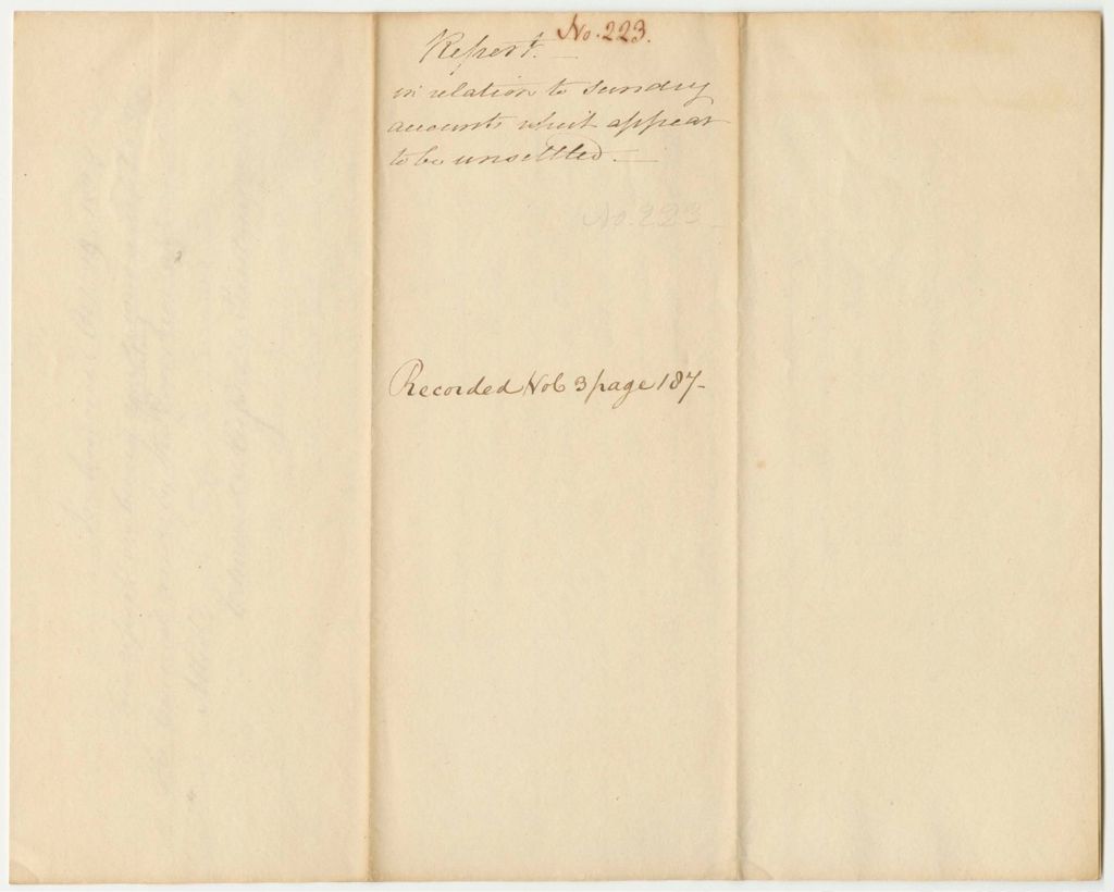 Miniature of Report 223: Report in Relation to Sundry Accounts Which Appea to be Unsettled