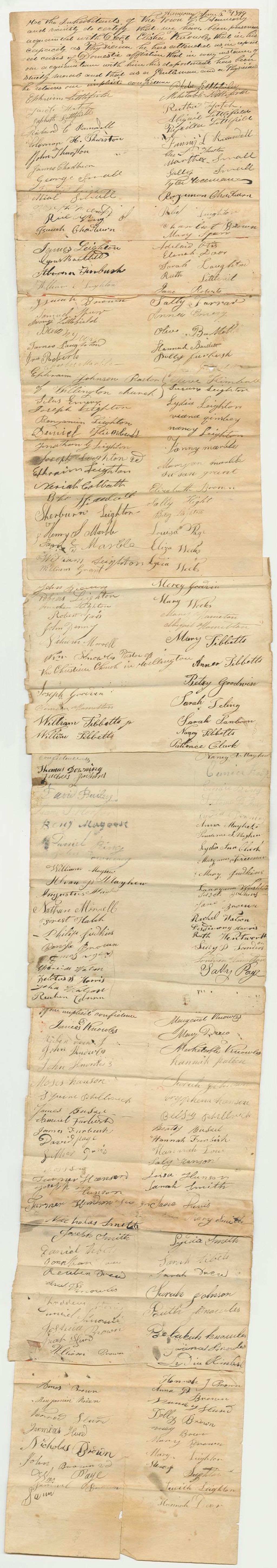 Miniature of Petition of the Inhabitants of Harmony for the Pardon of Dr. Elisha Knowles