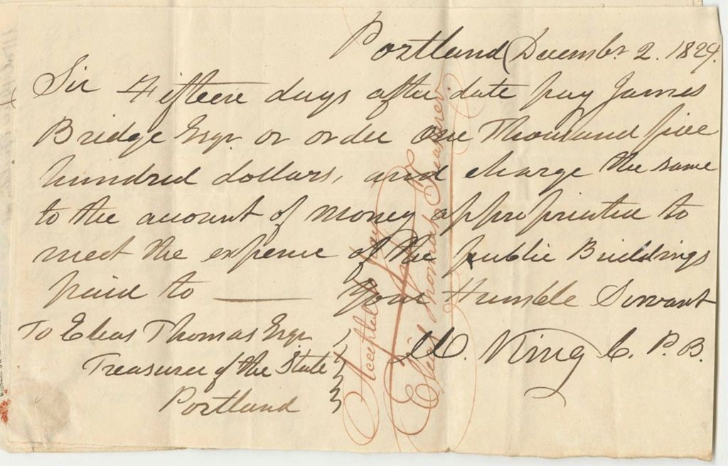 Miniature of Warrant in Favor of William King, Esq., Commissioner of the Public Buildings