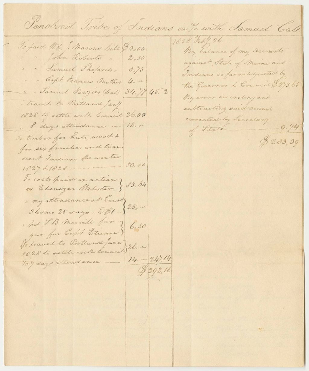 Miniature of Account of the Penobscot Tribe of Indians with Samuel Call
