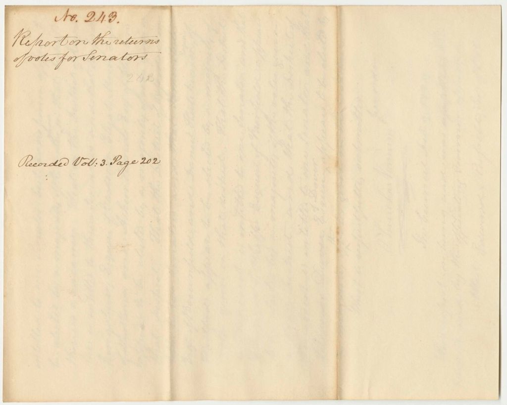 Miniature of Report 243: Report on the Return of Votes for Senators