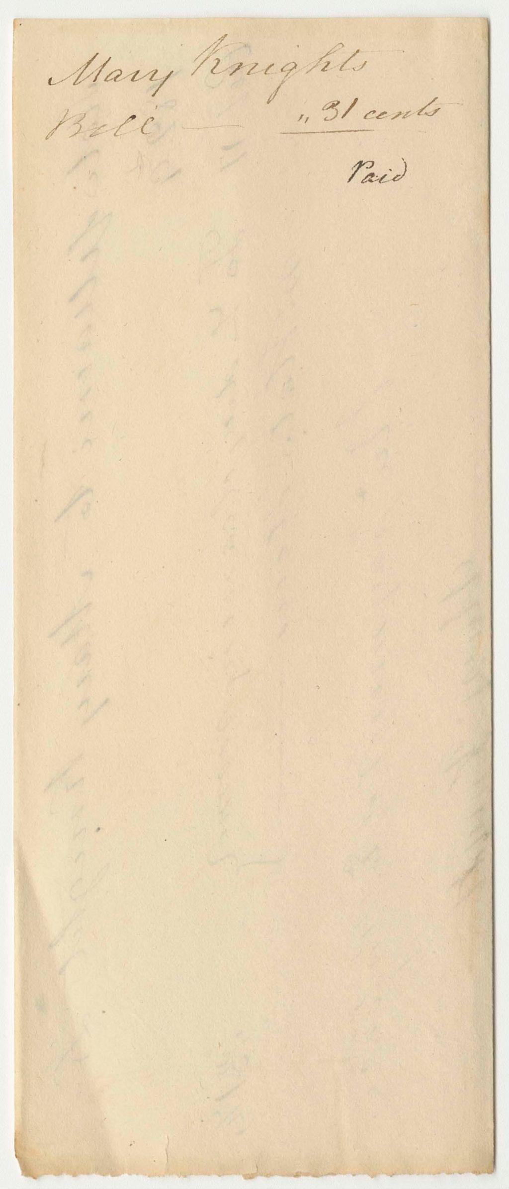 Miniature of Mary Knight's Bill for Cleaning in the State House