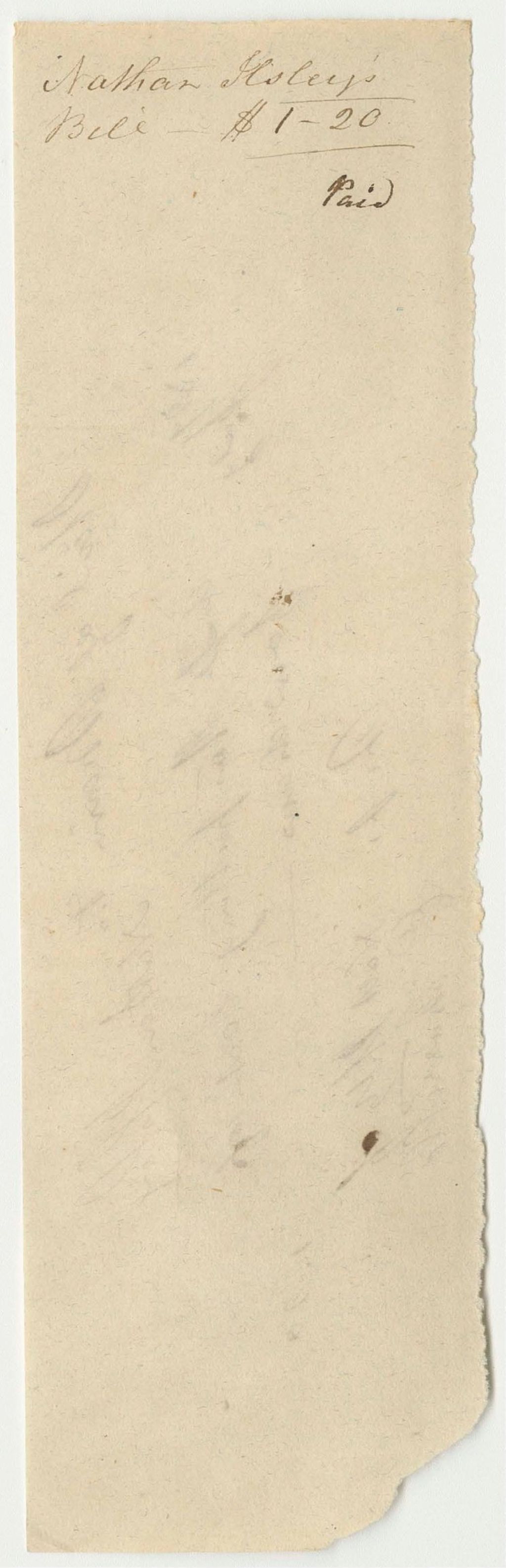 Miniature of Nathan Ilsley's Bill for Work at State House