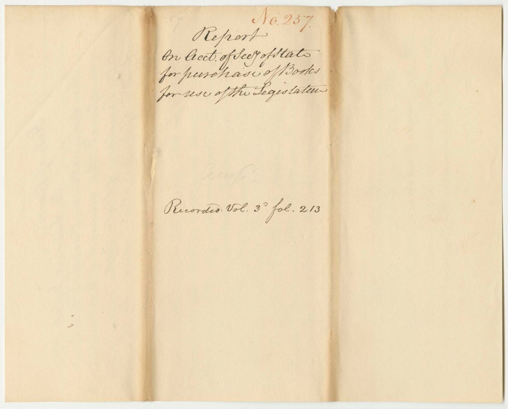 Miniature of Report 257: Report on the Account of the Secretary of State for Purchase of Books for Use of the Legislature