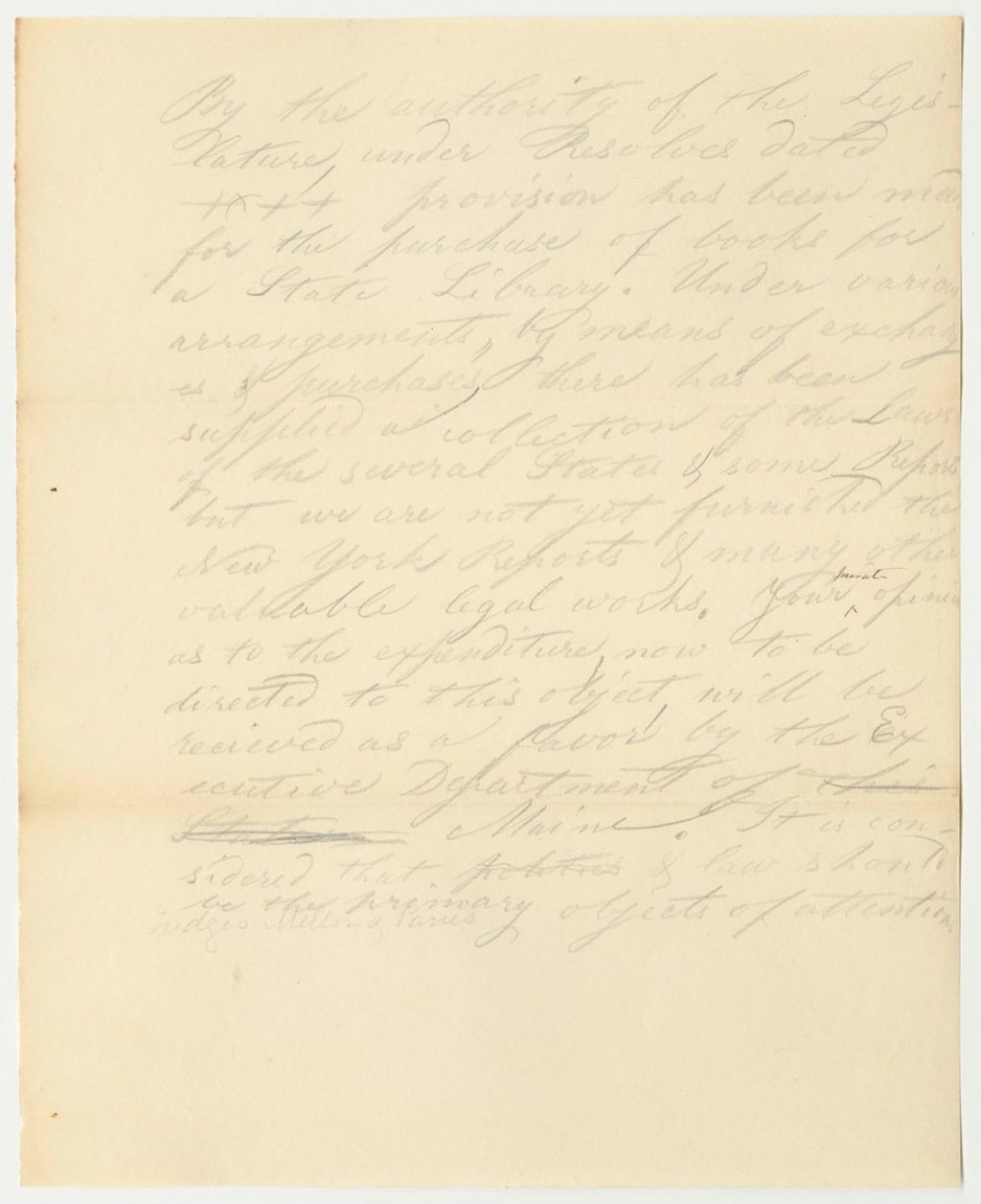 Miniature of Note on the Collections of Purchased Books for Use of the Legislature