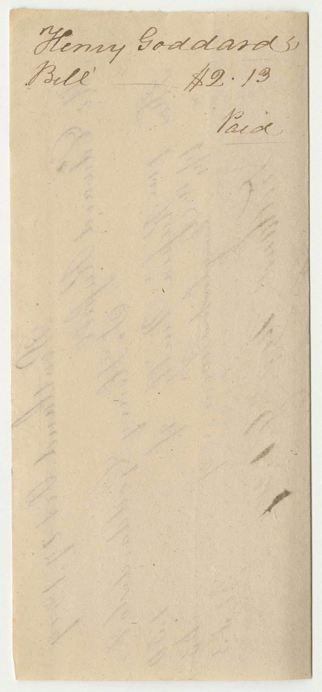 Miniature of Henry Goddard's Bill for Quills and Twine for Edward Russell, Secretary of State