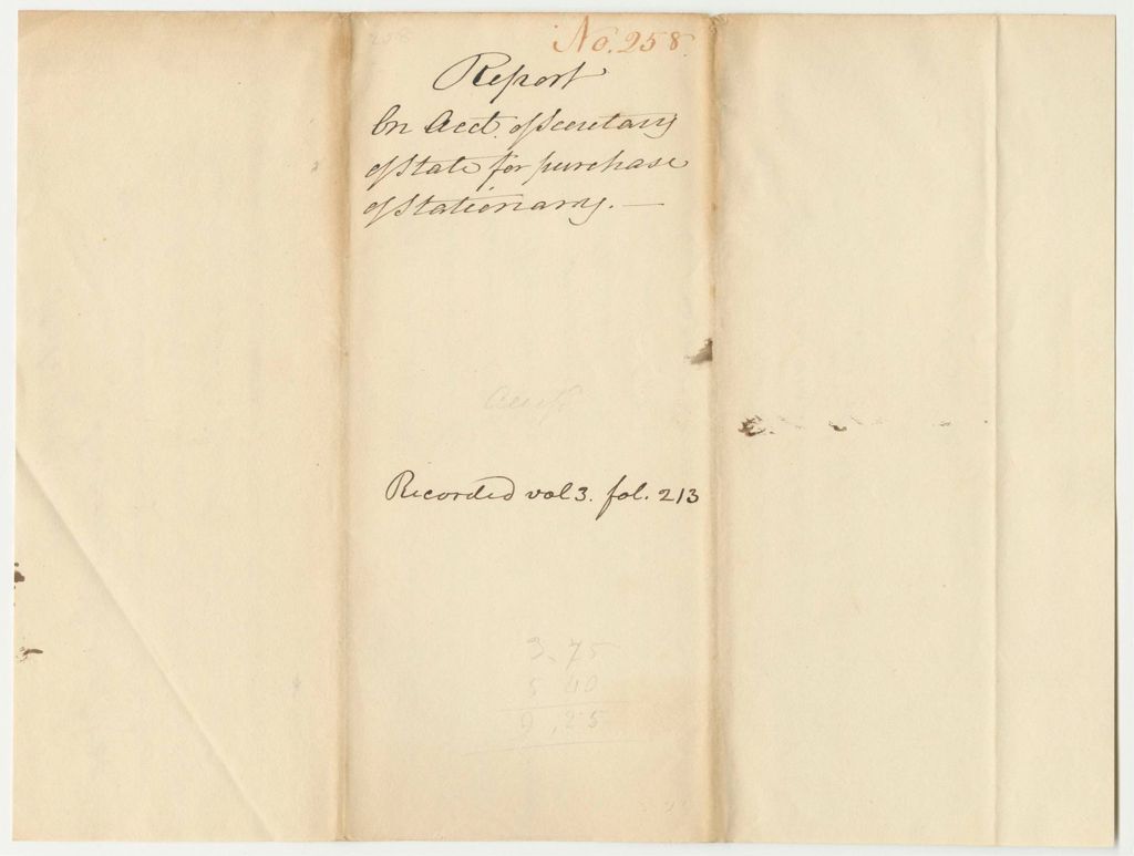 Miniature of Report 258: Report on the Account of the Secretary of State for Purchase of Stationary