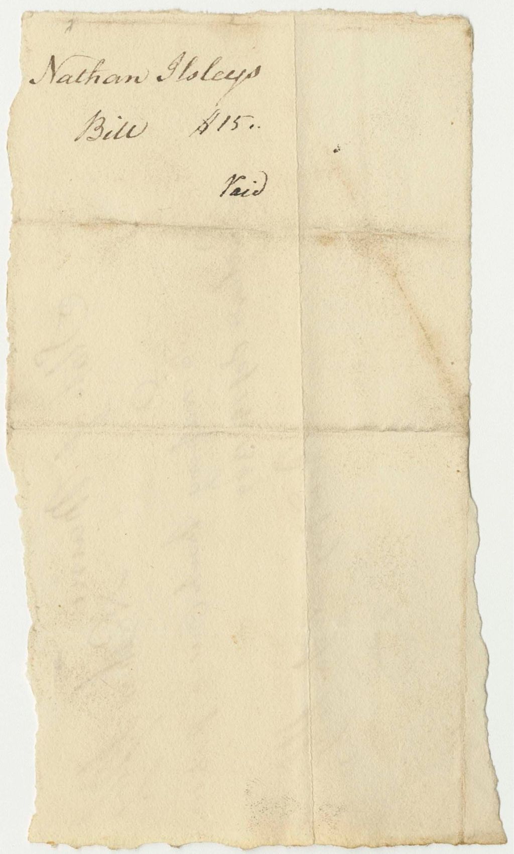 Miniature of Nathan Ilsley's Bill for Making a Book Case