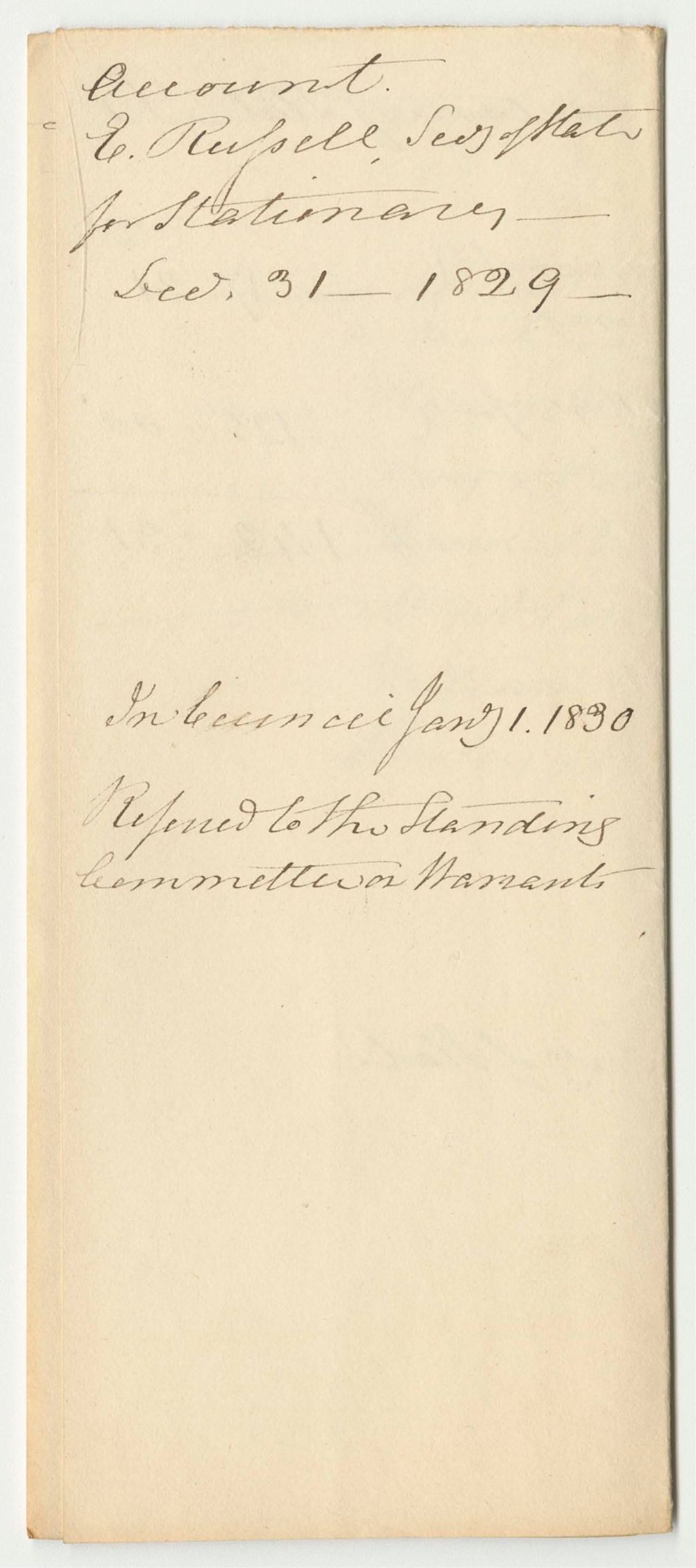 Miniature of Account of Edward Russell, Secretary of State, for Stationary