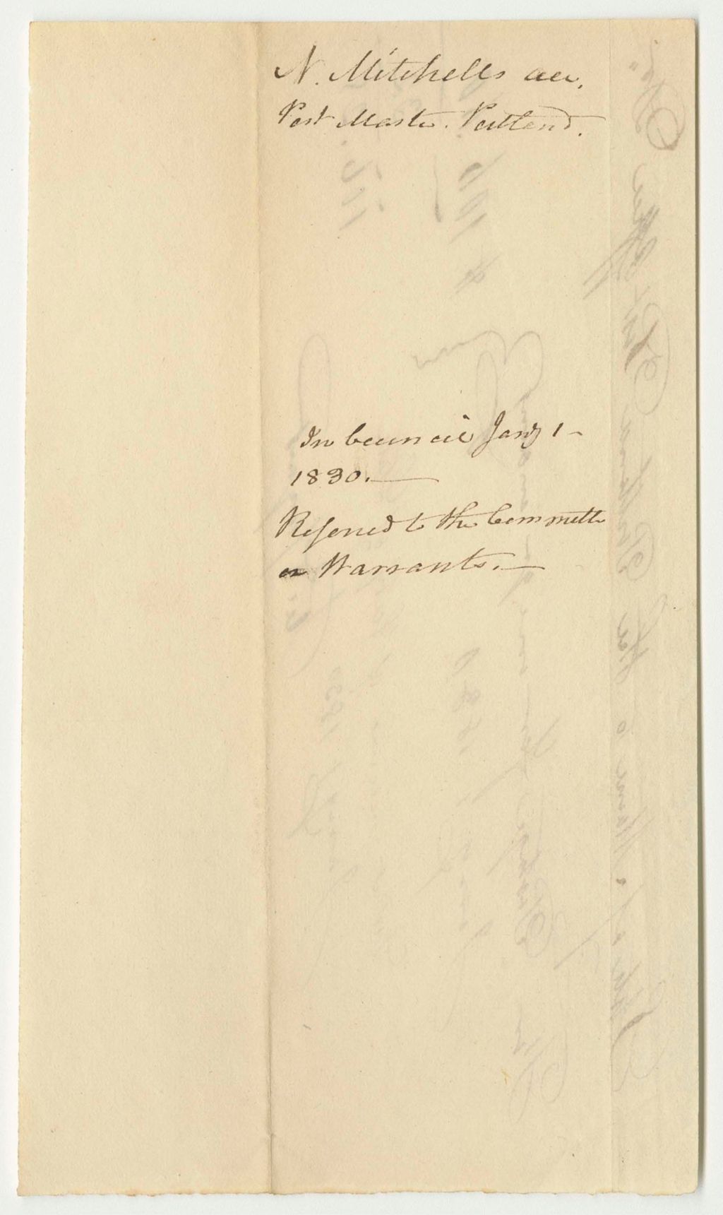 Miniature of Account of Nathaniel Mitchell, Esq., Postmaster of Portland, for Postage