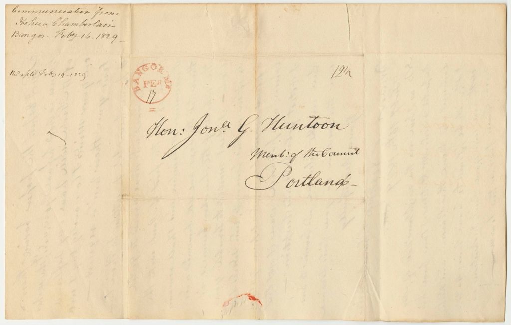 Miniature of Communication from Joshua Chamberlain, Agent of the Penobscot Tribe of Indians