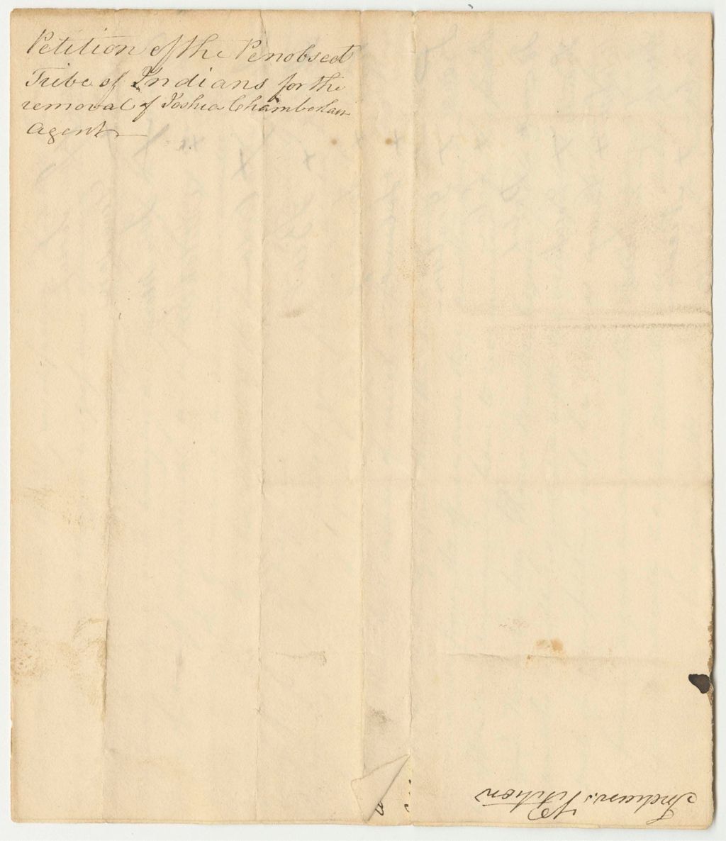 Miniature of Petition of the Penobscot Tribe of Indians for the Removal of Joshua Chamberlain as Agent