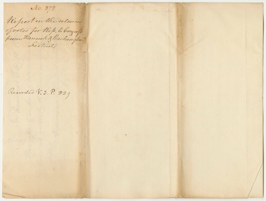 Miniature of Report 278: Report on the Return of Votes for Representative to Congess from Hancock and Washington District