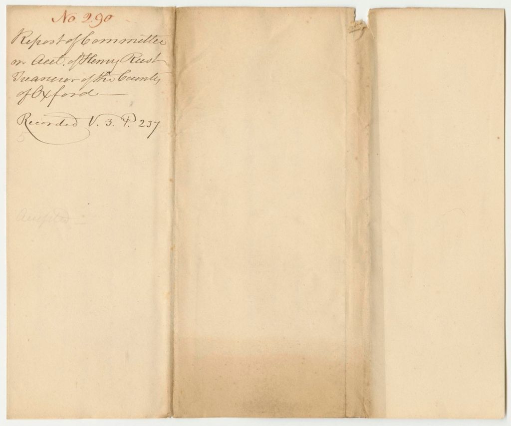 Miniature of Report 290: Report on the Account of Henry Rust, Treasurer of Oxford County
