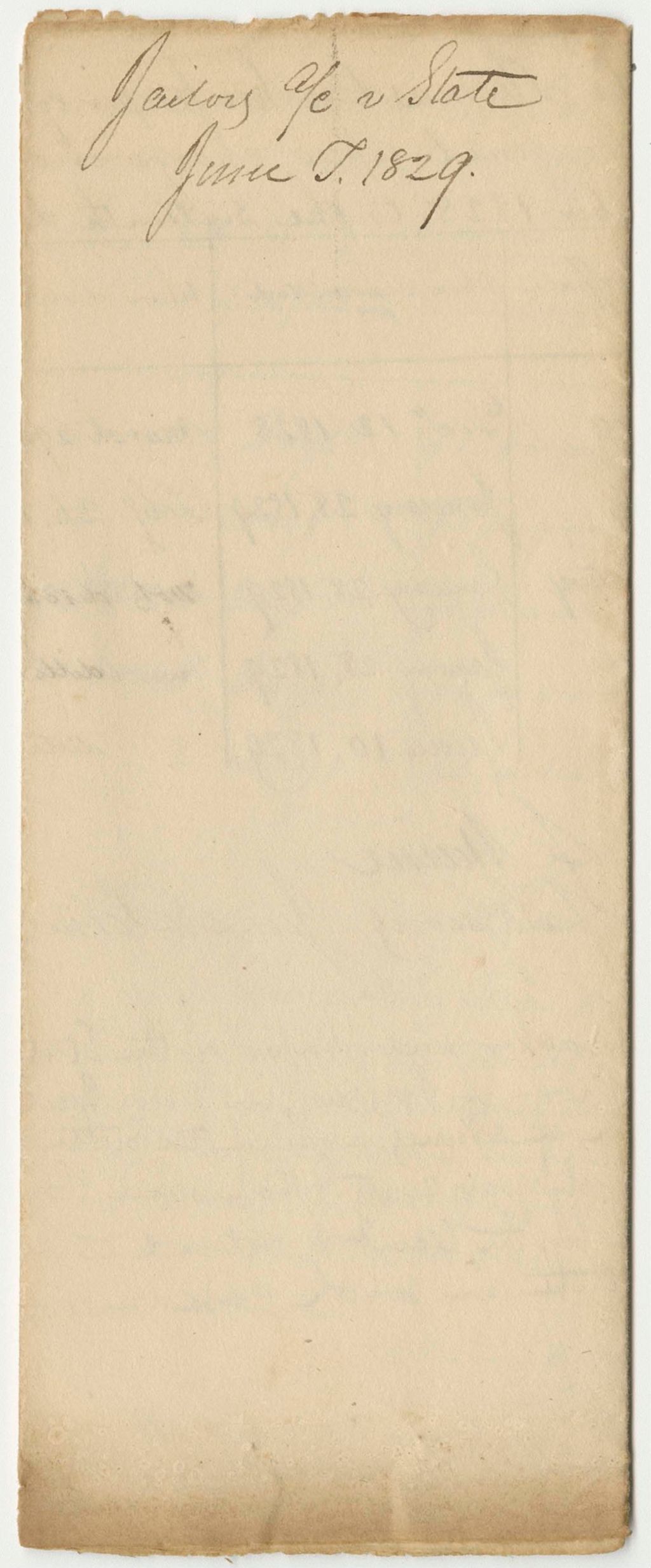Miniature of Account of Thomas Crocker, Keeper of the State's Gaol in the County of Oxford, for the Support of Prisoners Therein Confined Upon Charge or Conviction of Crimes or Offences Against the State, June Term 1829
