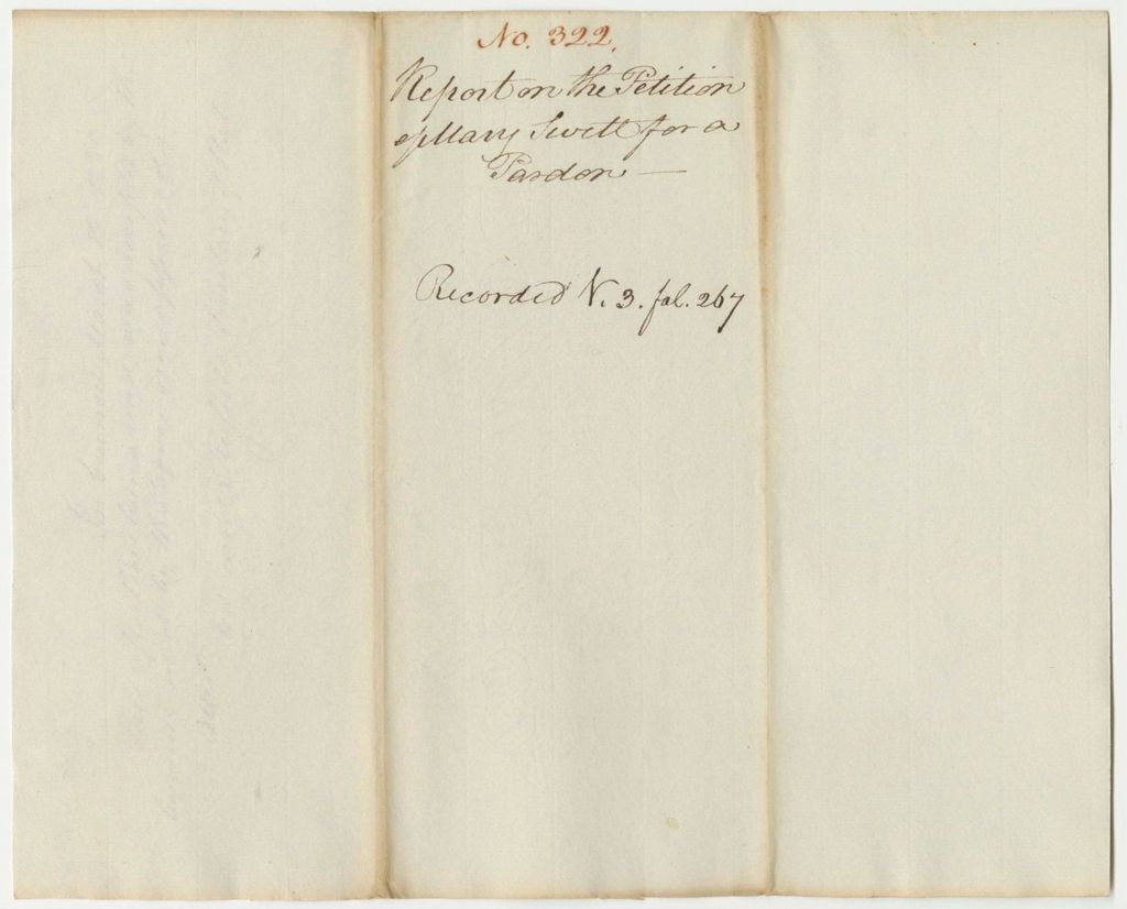 Miniature of Report 322: Report on the Petition of Mary Swett for a Pardon