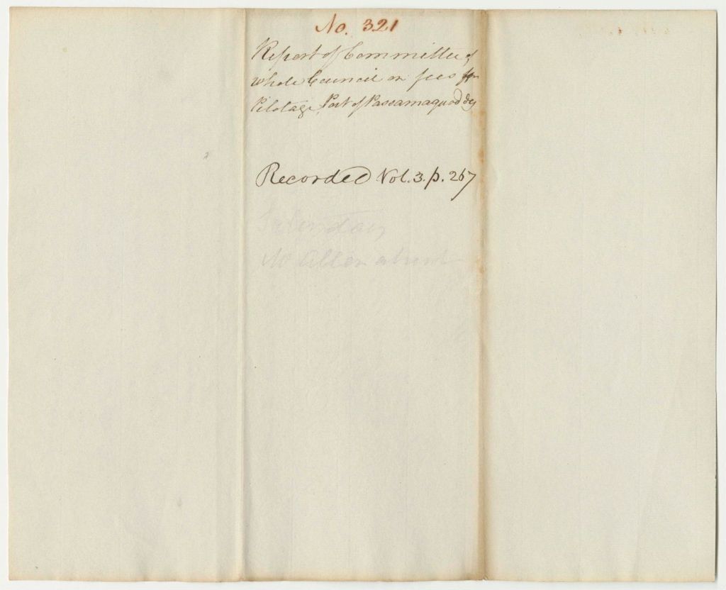 Miniature of Report 321: Report on the Fees for Pilotage for the Port of Passamaquoddy