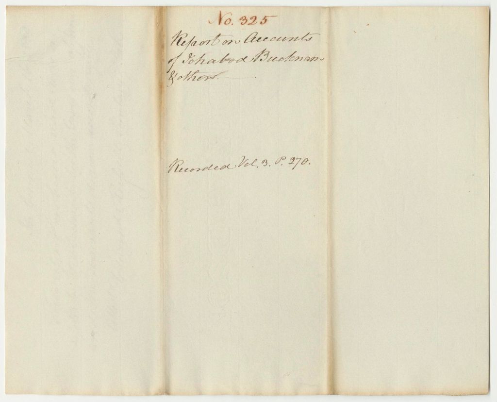 Miniature of Report 325: Report on the Accounts of Ichabod Bucknam and Others, the Committee to View the Baring to Houtlon Road