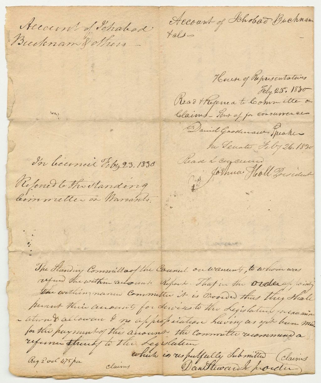 Miniature of Accounts of Ichabod Bucknam and Others