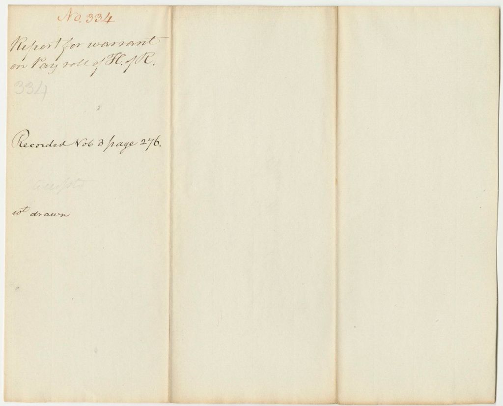 Miniature of Report 334: Report on the Warrant on the Payroll of the House of Representatives