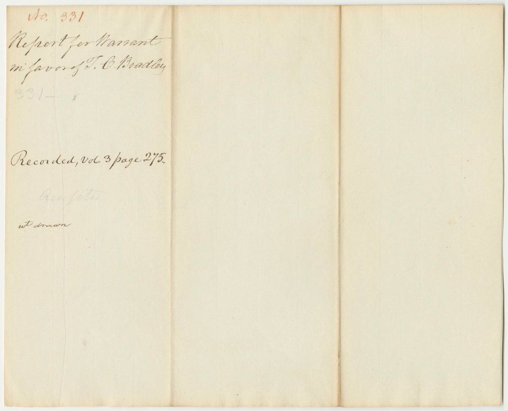 Miniature of Report 331: Report on the Warrant in Favor of Thomas C. Bradley for Materials Used in the Senate Chamber