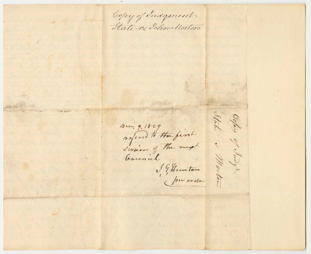 Miniature of State of Maine v. John Morton, Copy of Judgement