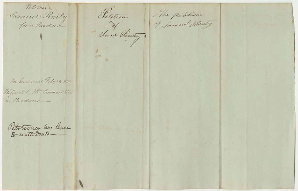 Miniature of Petition of Samuel Prouty for a Pardon