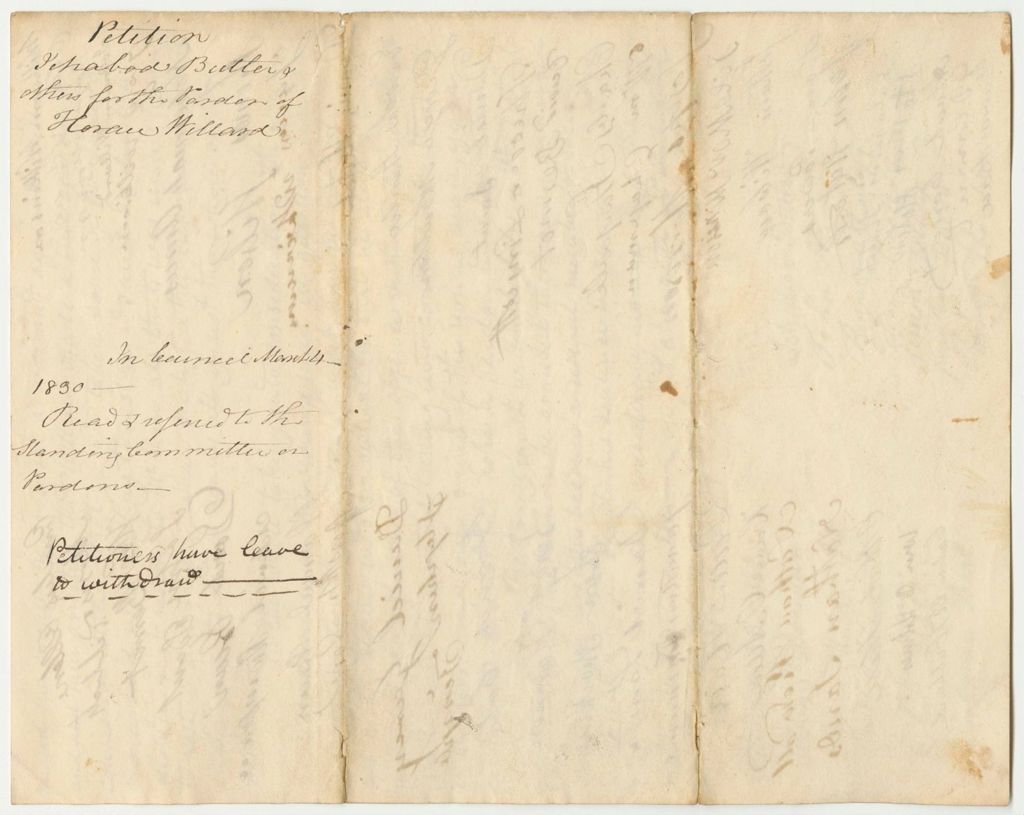 Miniature of Petition of Ichabod Butler and Others for the Pardon of Horace Willard
