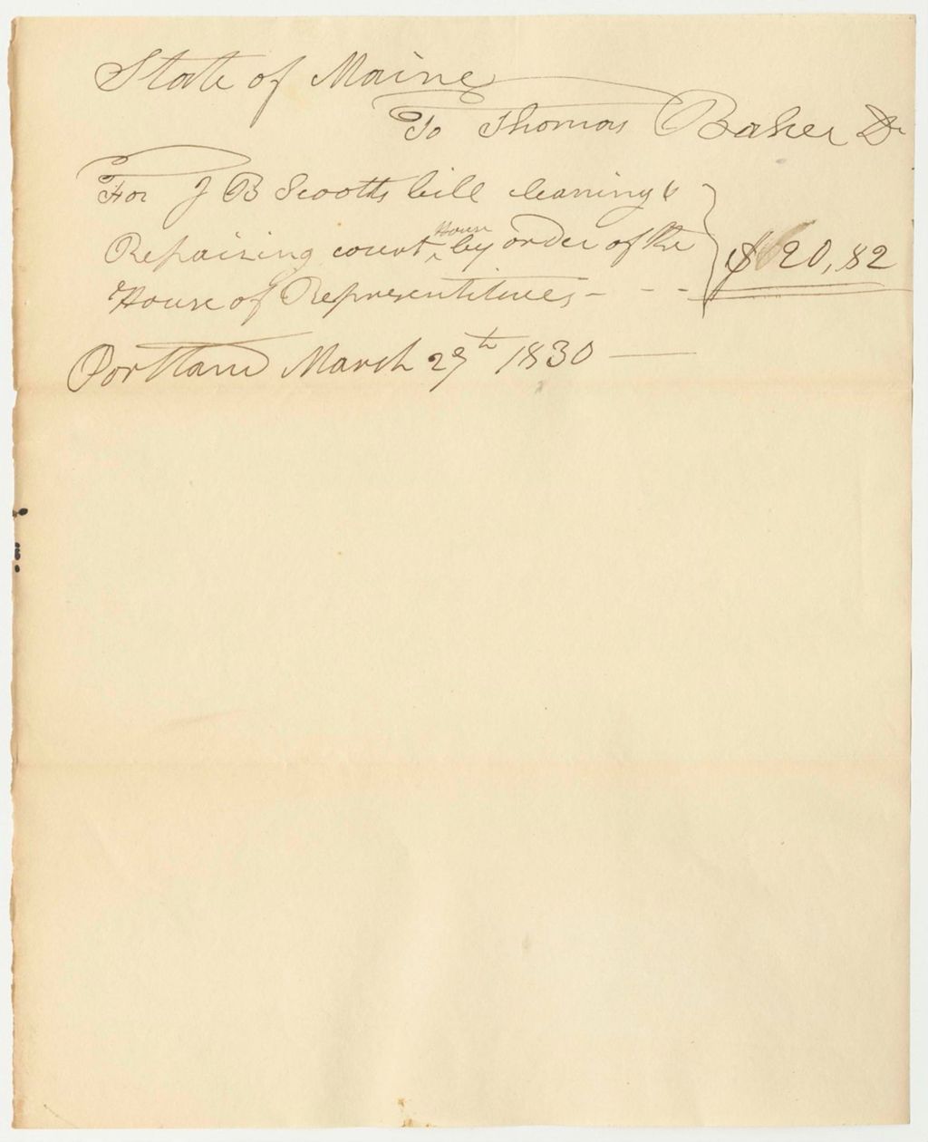Miniature of Bill from J.B. Scooth for Cleaning at the Court House
