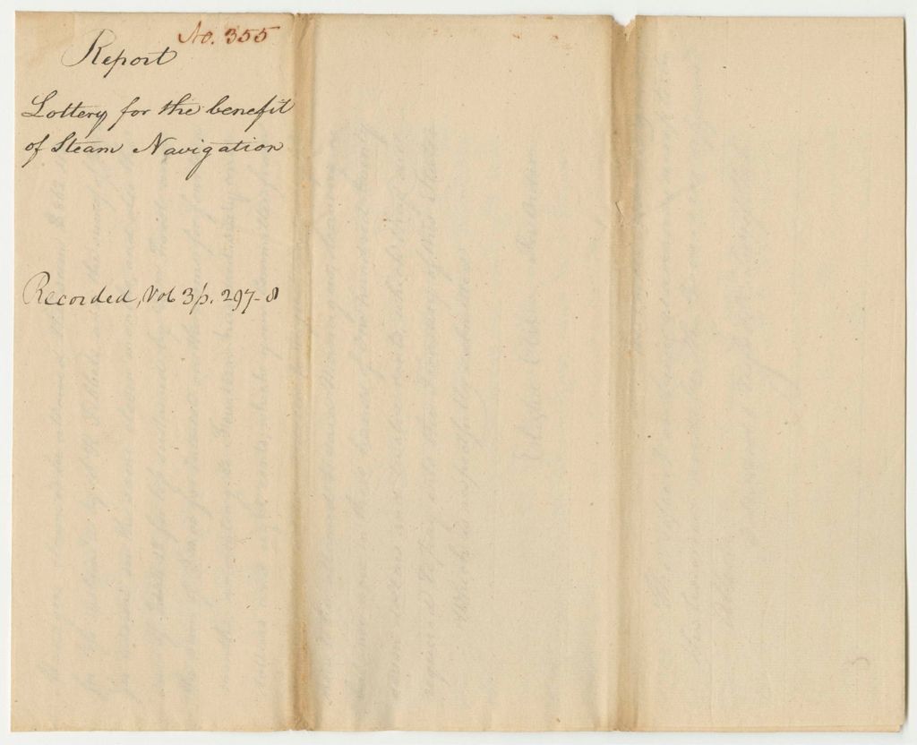 Miniature of Report 355: Report on the Lottery for the Benefit of Steam Navigation