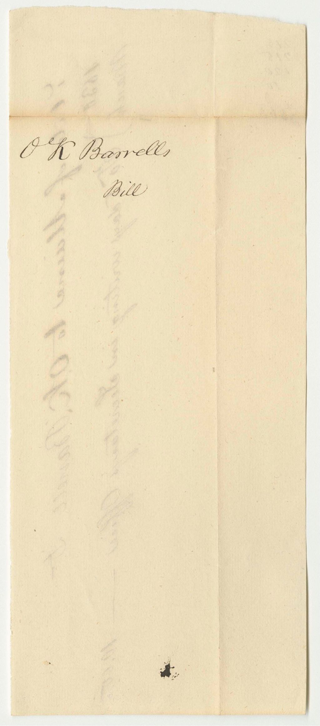 Miniature of O.K. Barrell's Bill for Work as Clerk in the Secretary of State's Office