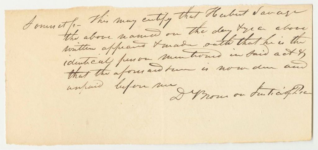 Miniature of Certificate for the Pension of Herbert Savage