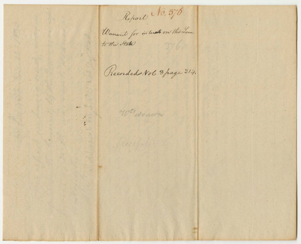Miniature of Report 376: Report on the Warrant for Interest on Loan to the State