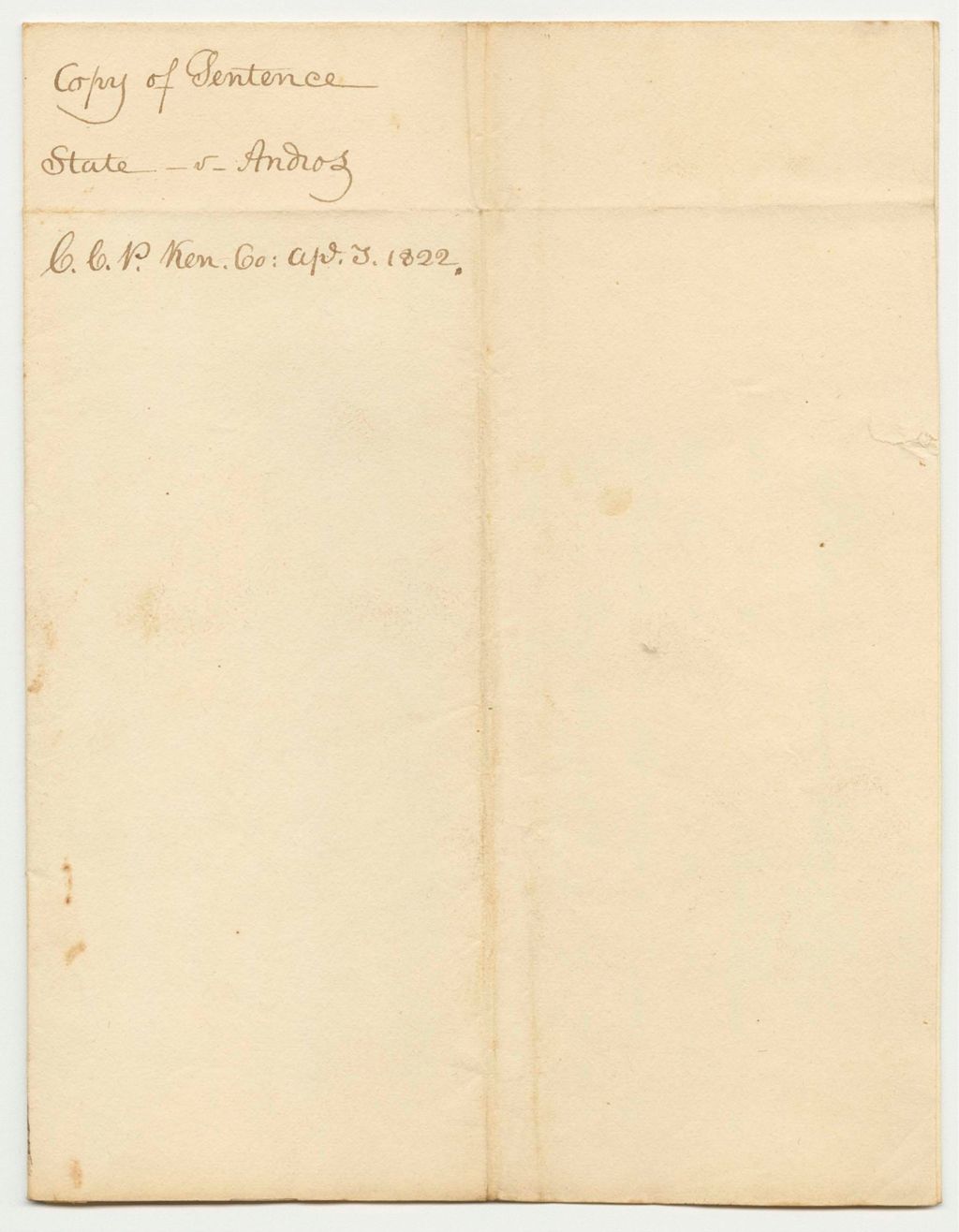 Miniature of State of Maine v. Nathaniel Andros, Copy of Sentence