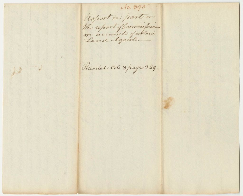 Miniature of Report 395: Report in Part on the Accounts of Certain Land Agents