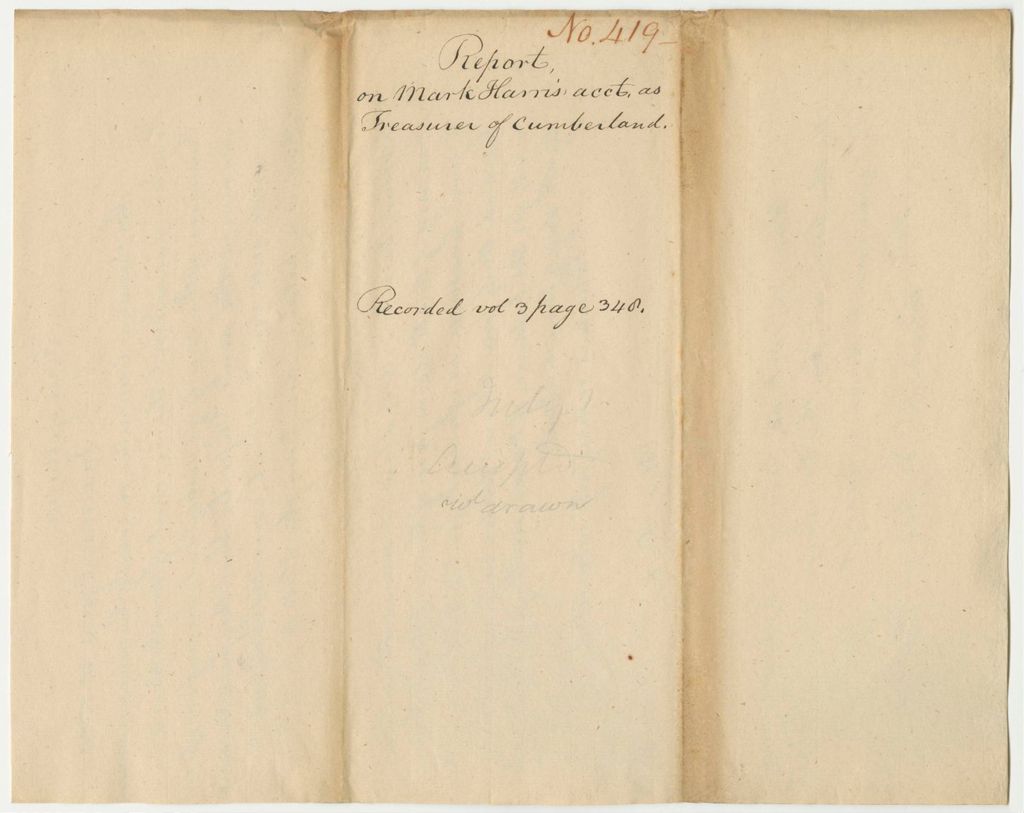 Miniature of Report 419: Report on the Account of Mark Harris, Treasurer of Cumberland County
